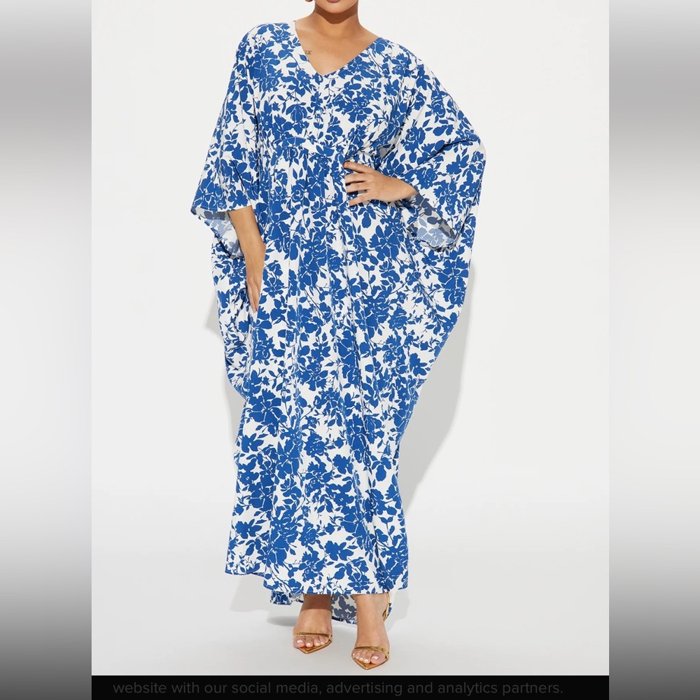 Fashion Nova Belia Kaftan Floral Maxi Dress Size S